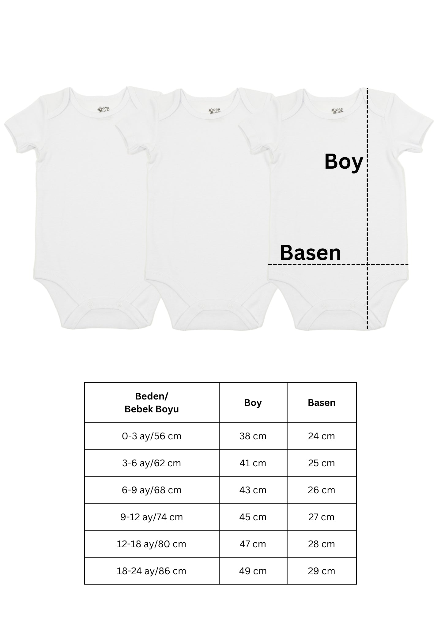 Premium %100 Organik Pamuk Beyaz Kısa Kol Bebek Body Zıbın Çıtçıtlı Bebek Badi 3'lü Set - Çıtçıt Uzatma Hediye