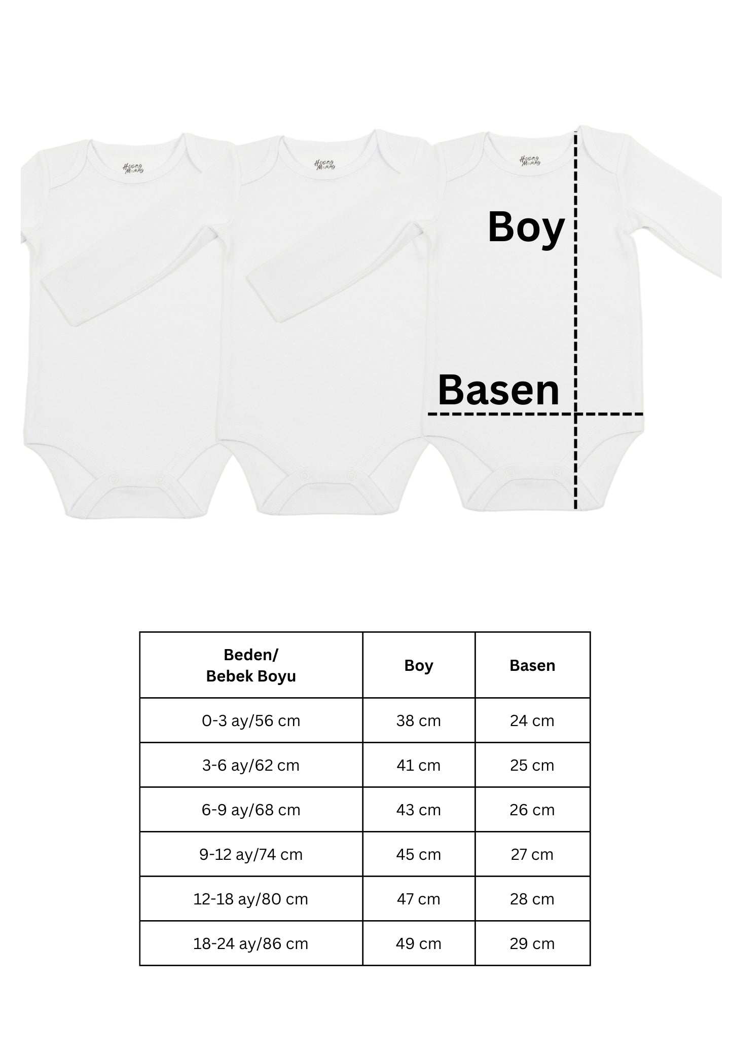 Premium %100 Organik Pamuk Beyaz Uzun Kol Bebek Body Zıbın Çıtçıtlı Bebek Badi 3'lü Set - Çıtçıt Uzatma Hediye