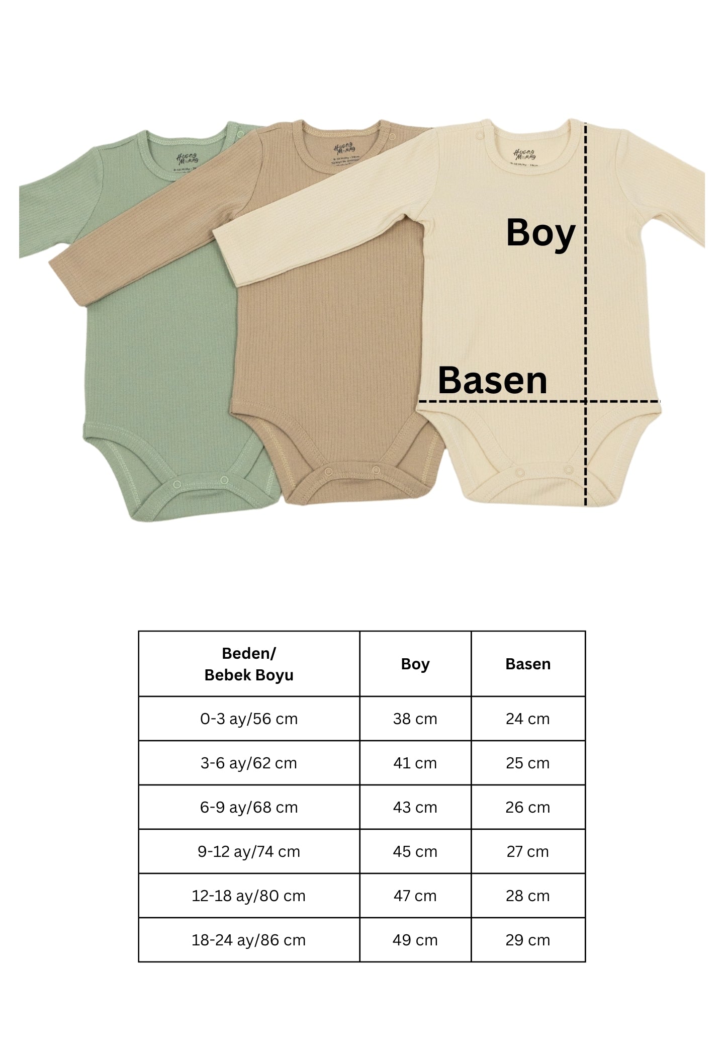 Premium Fitilli Kumaş %100 Organik Pamuk Erkek Bebek Uzun Kol Body Zıbın Çıtçıtlı Badi 3'lü Set - Çıtçıt Uzatma Hediyeli