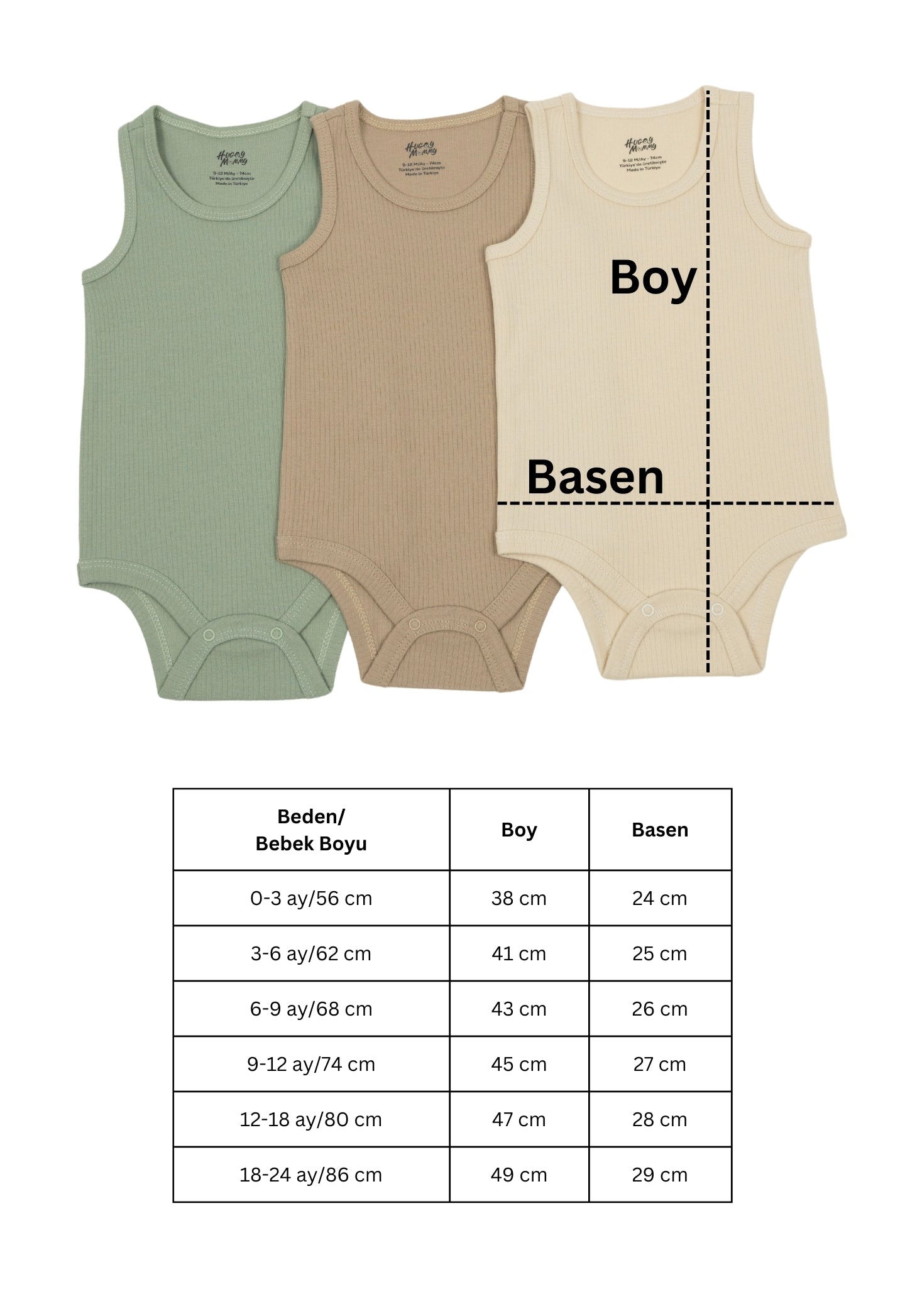 Premium Fitilli Kumaş %100 Organik Pamuk Erkek Bebek Kolsuz Atlet Body Zıbın Çıtçıtlı Badi 3'lü Set - Çıtçıt Uzatma Hediyeli