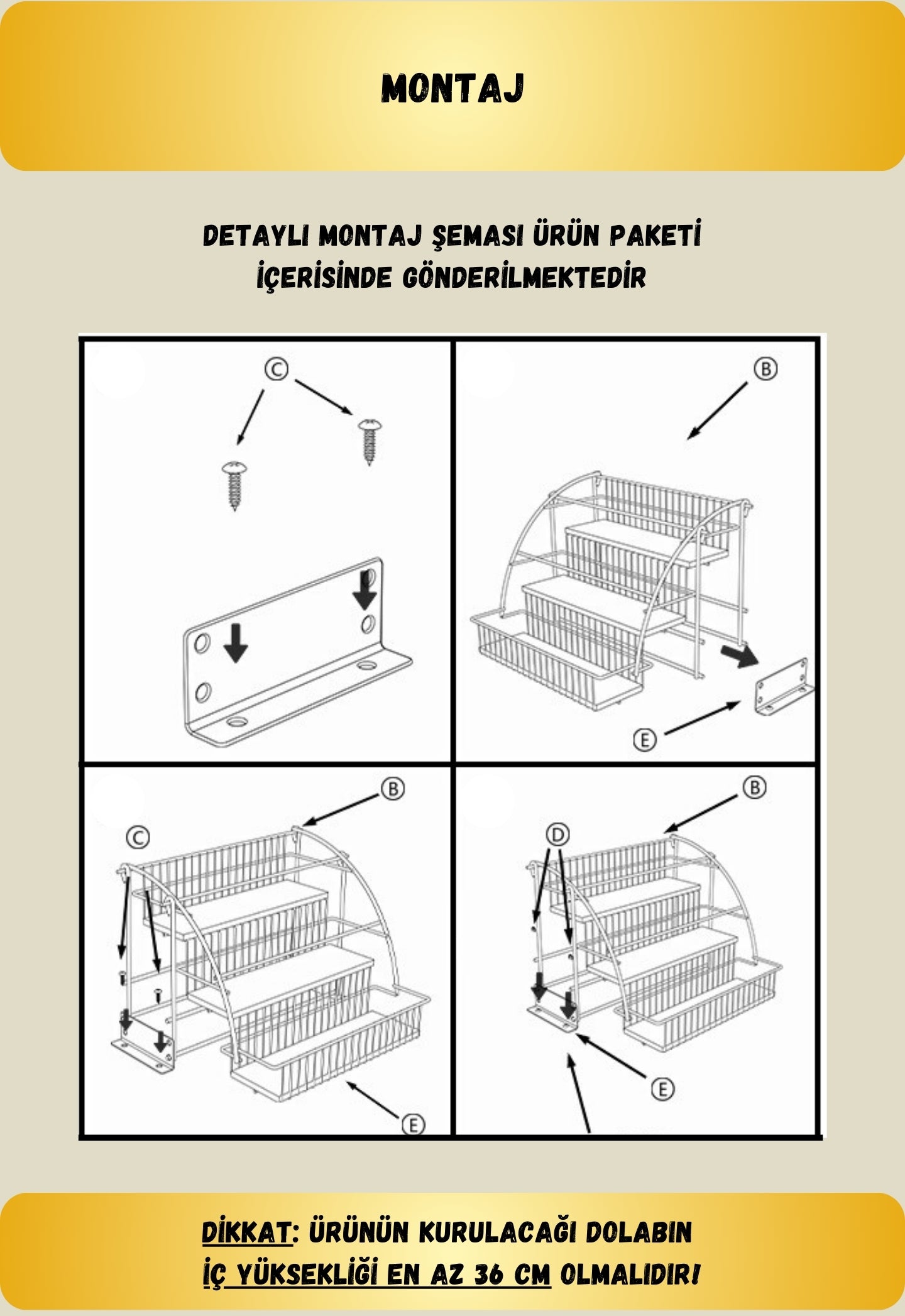 Mismuka Dolap İçi Baharatlık Düzenleyici - Metal Baharatlık Standı - Standlı Baharatlık Organizer