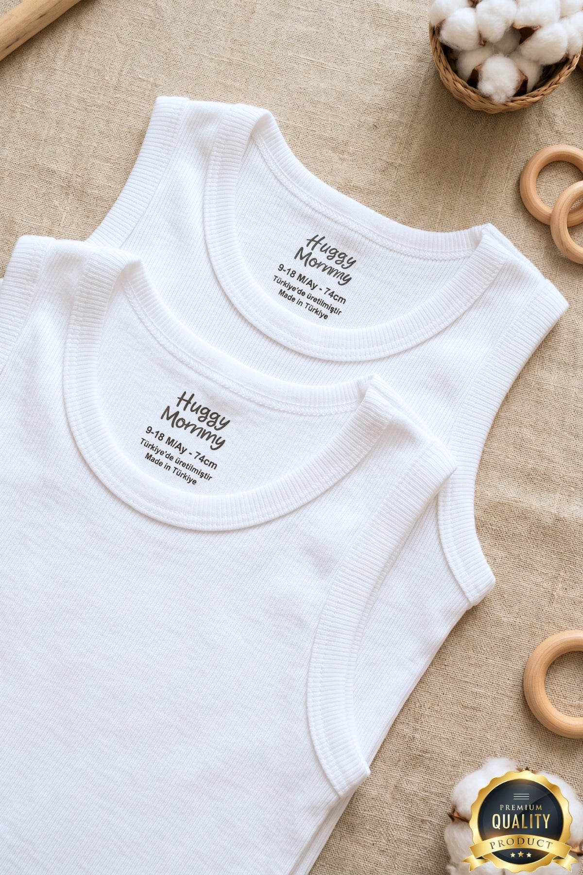 Premium %100 Organik Pamuk Beyaz Atlet Bebek Body Zıbın Çıtçıtlı Bebek Badi 3'lü Set - Çıtçıt Uzatma Hediye