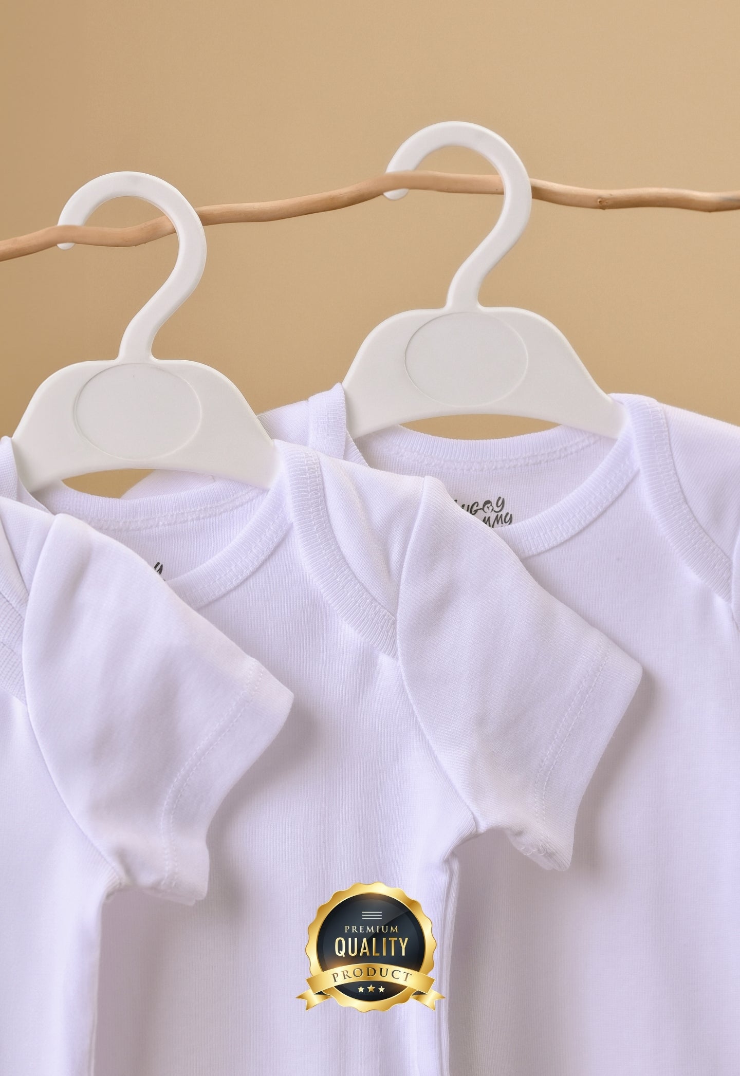 Premium %100 Organik Pamuk Beyaz Kısa Kol Bebek Body Zıbın Çıtçıtlı Bebek Badi 3'lü Set - Çıtçıt Uzatma Hediye