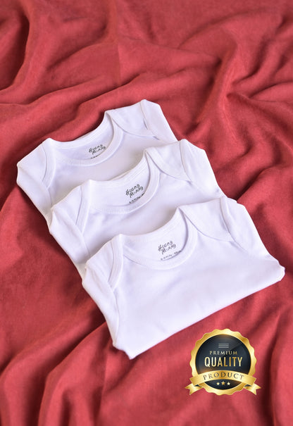 Premium %100 Organik Pamuk Beyaz Uzun Kol Bebek Body Zıbın Çıtçıtlı Bebek Badi 3'lü Set - Çıtçıt Uzatma Hediye