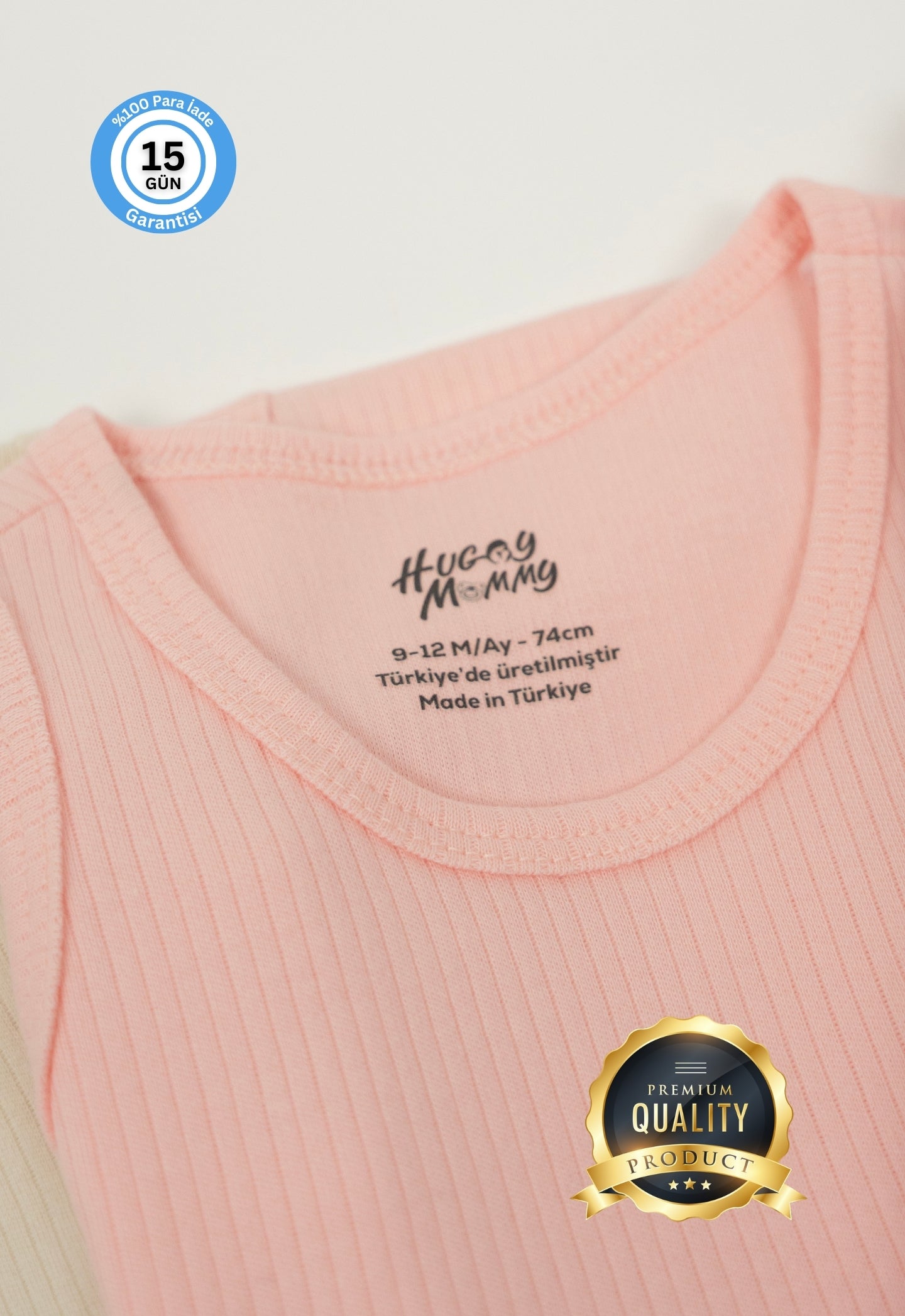 Premium Fitilli Kumaş %100 Organik Pamuk Kız Bebek Kolsuz Atlet Body Zıbın Çıtçıtlı Badi 3'lü Set - Çıtçıt Uzatma Hediyeli