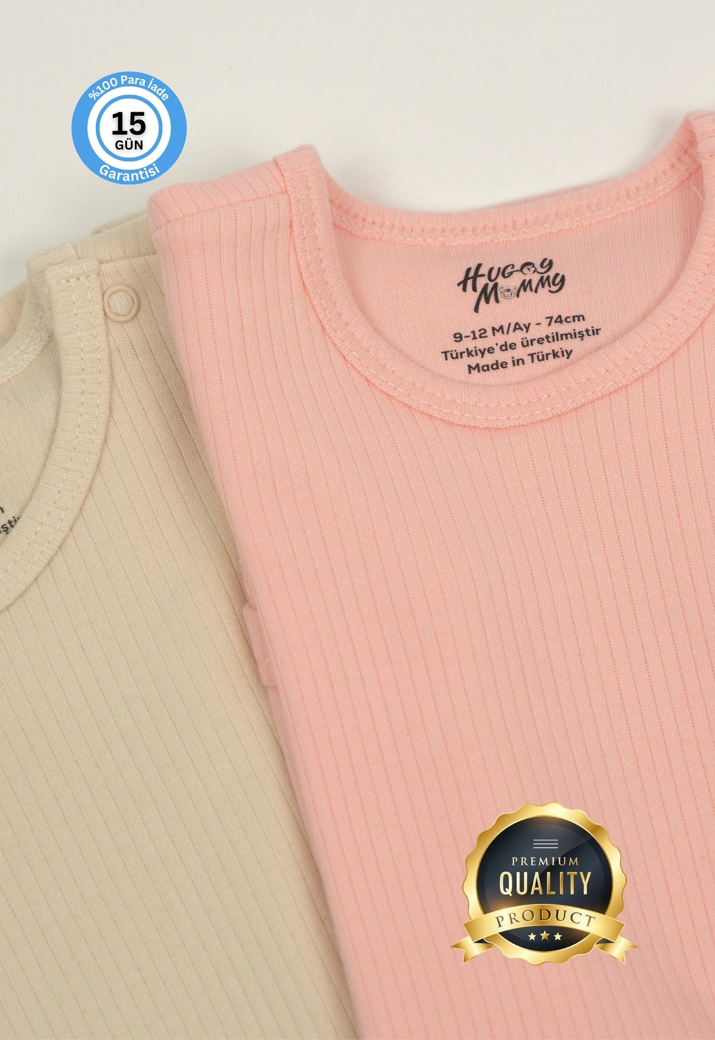 Premium Fitilli Kumaş %100 Organik Pamuk Kız Bebek Kısa Kol Body Zıbın Çıtçıtlı Badi 3'lü Set - Çıtçıt Uzatma Hediyeli